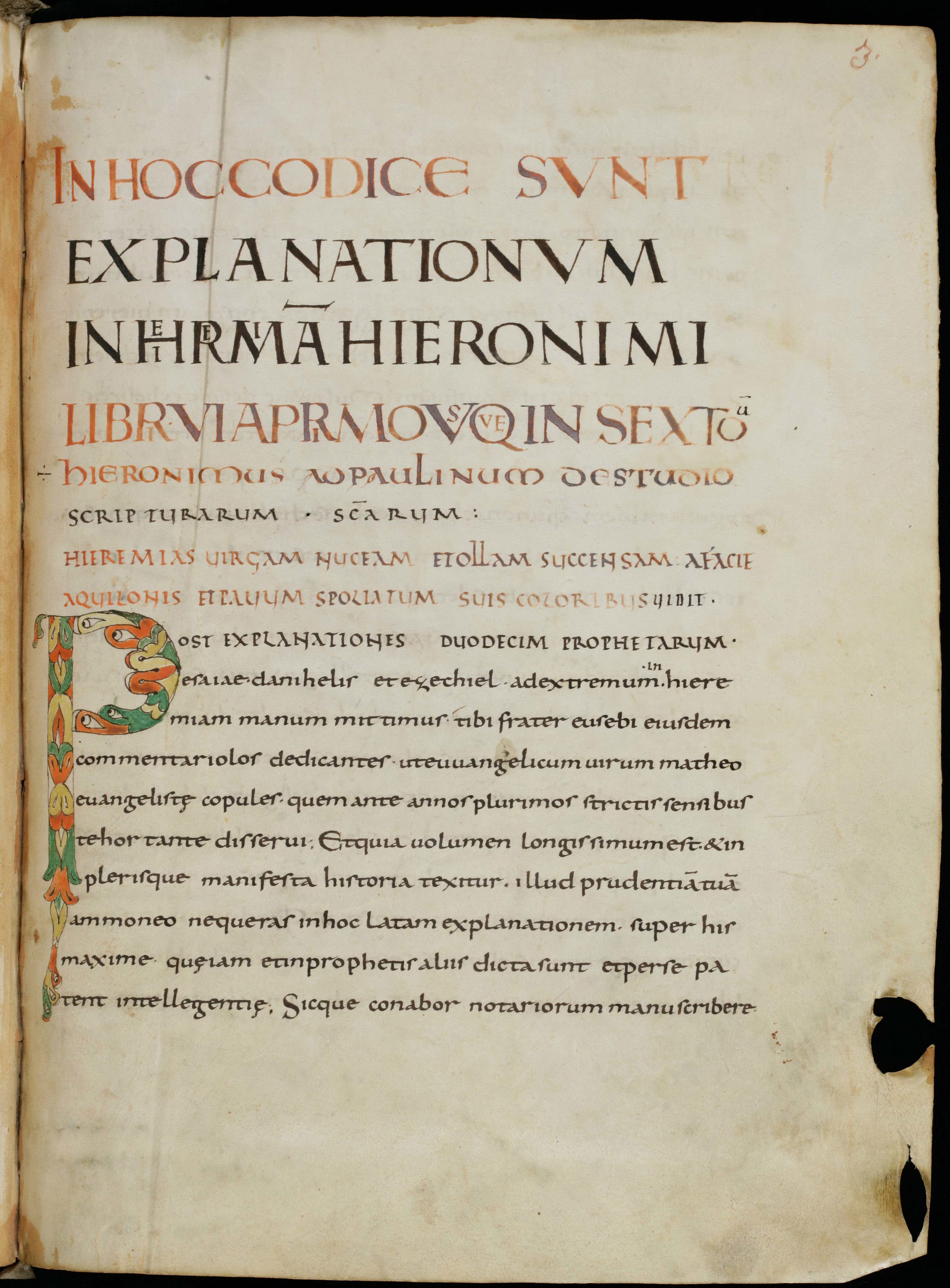 St. Gallen, Stiftsbibliothek, Cod. Sang. 116, p. 3.